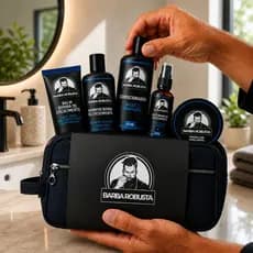 Kit Shampoo Condicionador Óleo Balm e Cera Modeladora Barba e Bigode Barba Robusta Completo