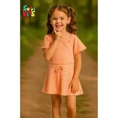 Conjunto Infantil Menina Shorts Saia e Blusa Moda Kids Verão 4 a 8 Anos Look Estiloso Moderno e Confortável