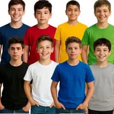 Kit 2 Camisetas Infantil e Juvenil Masculina Manga Curta 100% Algodão Lisa 2 ao 14