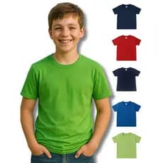 Camiseta Infantil Masculina Manga Curta 100% Algodão Lisa 2 a 14 Anos Confortável e Casual