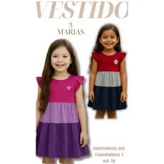 Vestido Infantil com Babado Três Marias Confortável e Leve Ideal para o Verão Perfeito para Meninas