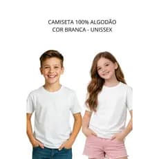 Camiseta Escolar Infantil e Juvenil Branca Menino e Menina Lisa - 100% Algodão - 2 ao 14