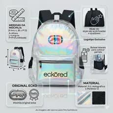 Mochila Ecko Feminina Holográfica Escolar Resistente