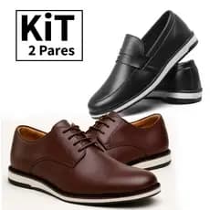 Kit 2 Pares Sapato Masculino Social Loafer + Oxford Casual Elegante Confortável para Trabalho Escritório Eventos