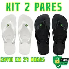 Dois Pares Chinelo Masculino Bandeirinha Havianas Feminina De Dedo