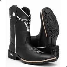 Bota Texana Cano Bordado Solado Tratorado Rodeio Touro BOI Country Marrom Preto