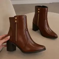 Bota Cano Curto Feminina Coturno Salto Médio Confortável ENVIO IMEADIATO