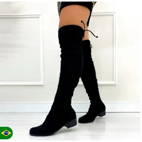 Bota Montaria Feminina Over The Knee em Camurça Acima Do Joelho Rodeio Country