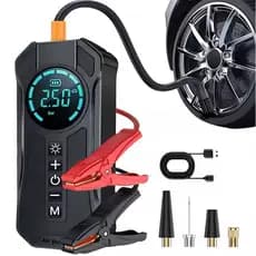 Bomba de Ar Portatil Compressor Inflator Multi-função 4 em 1 Auxiliar Partida Bateria Portátil Emergência