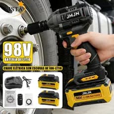 Chave De Impacto Eletrica 98v 2 Baterias Sem Fio Soquetes com Maleta Profissional
