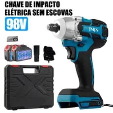 Chave de Impacto Eletrica 48V 550Nm Parafusadeira Furadeira Brushless Sem Fio 2 Baterias 1/2