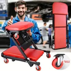 Carrinho Esteira Mecânica Oficina Automotiva 2 Em 1 Banco Reforçado 6 Rodas Forte 150KG