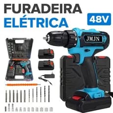 POWERX Parafusadeira Furadeira Sem Fio 12V/21V/48V Recarregável Mandril 10mm Kit 1 ou 2 Baterias + Carregador Bivolt