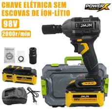 POWERX Chave de Impacto Elétrica 98V Sem Escovas com Bateria de Lítio｜Alto Torque｜2 Velocidades｜LED｜Uso Profissional