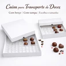 Caixa Transporte de Doces com Berço e com Tampa - 50 ou 100 doces | escolha o tamanho  | Confeitaria Doces Bombons