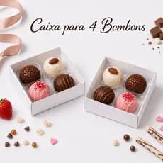 Caixa Para 4 Bombons Com Berço E Tampa Transparente Premium Brigadeiro Chocolate Confeitaria