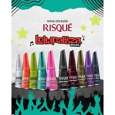 Kit 10 Esmaltes Lollapalooza Brasil Lançamento Risqué 10 Cores Ultra Brilho Coleção Esmaltes