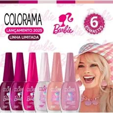 Kit 6 Esmaltes Colorama Barbie Lançamento Esmalte Barbie Tons Rosa Barbie Poderosa Ken