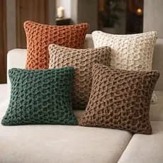 Capa de Almofada Trançada Corda 43x43cm – Elegância Rústica Boho em Cru, Areia e Chocolate