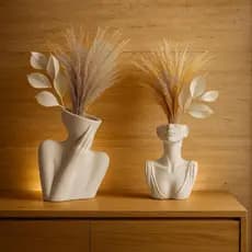 Kit 2 Vasos Decorativos Branco Vazado Estilo Natural Orgânico Moderno Decoração Elegante e Minimalista