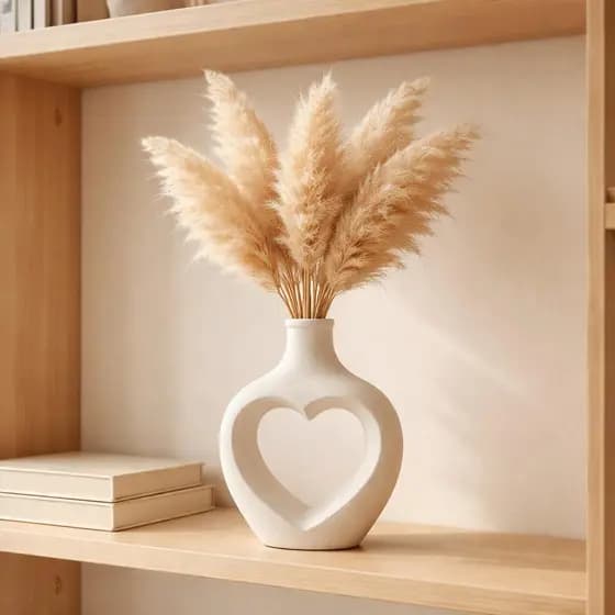 Vaso Decorativo Branco Marfim Design Abstrato Orgânico Moderno para Sala Clean Luxo