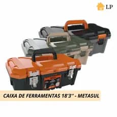 Caixa de Ferramenta 18,3 Marceneiro Eletricista Mecânico Fecho Metal Oficina Cargo Pesca Baú Bandeja
