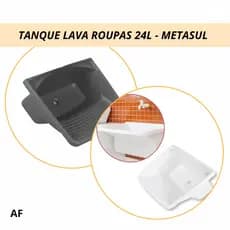 Tanque 24 Litros Completo Metasul para Lavanderia Area Externa com Ralo Sifão e Engate Tanquinho