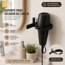 Suporte de Parede para Secador de Cabelo Universal – Praticidade e Organização