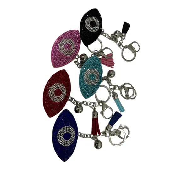 Chaveiro Olho Grego com Strass Colorido Decorativo Luxo Chaves Bolsa Mochila Mala Cores Diversas
