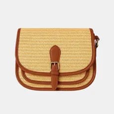 Bolsa Duna Feminina Palha Crossbody Amêndoa Casual Elegante Moderna Luxo