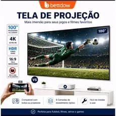 Tela Para Projetor 100 Polegadas Antirreflexo BETTDOW 16:9 Alta Definição Dobrável