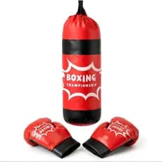 Kit Boxe Infantil Saco De Pancadas Mais Par De Luvas Brinquedo Coordenação Motora Menino Menina ☁️🥊