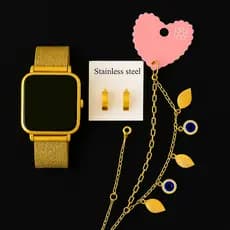 Kit Relógio Feminino Digital LED Premium com Brinco e Pulseira Elegante