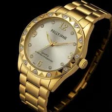 Relógio Feminino Dourado Banhado a Ouro 18k Pallyjane Guke prova D´Agua