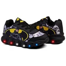 Tênis Infantil Menino Batman Casual Com Led Pisou Piscou Super Confortável Lançamento