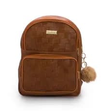 Mochila Feminina Média Estilo Bolsa Com Alça Ajustável + Chaveiro Pompom