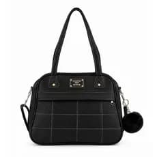 Bolsa Feminina Media 2 Divisorias Com Alça Extra Transversal Regulavel + Chaveiro Pompom Luxo