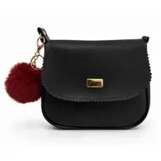 Bolsa Feminina Pequena Transversal regulavel Com opção a Chaveiro Pompom