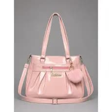 Bolsa Feminina Média Verniz com Alça Removivel e Alça ajustavel e Chaveiro Pom Pom