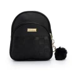 Mochila Feminina Mini Mochilinha Luxo Couro Sintético Trançada Casual Blogueira + Chaveiro Pompom