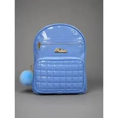 Bolsa Mochila Feminina Média Verniz com Alças Ajustáveis + Chaveiro Pompom