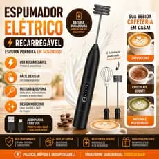 Batedor Misturador Mixer Elétrico para Bebidas Leite Café Clara de Ovo 2 em 1