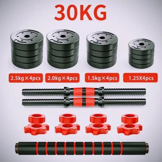 Jogo de Halteres kit Aço Emborrachado 30kg - Treino