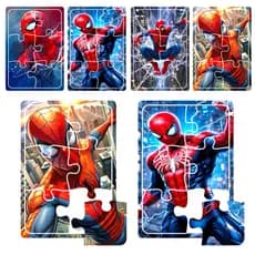 Kit 4 Quebra Cabeça em Mdf 6 Peças jogo para menino Jogo Pedagógico Infantil Lúdico Educativo Homem Aranha