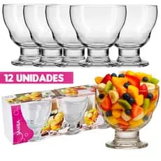 Kit Jogo de Taça Sobremesa Samba de Vidro Nadir 6 ou 12 Peças com 360ml Vidro Resistente Elegante