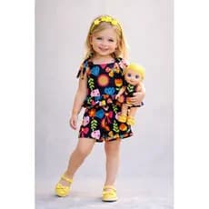 Conjunto Infantil Menina, Conjunto blogueirinha com estampa digital, Short e Blusa + roupa da boneca, estampas variadas