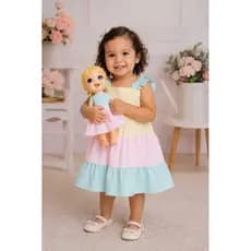 Vestido Infantil Candy Colors em Tricoline 100% Algodão | Conforto, Elegância e Delicadeza | Tam. 1 ao 12 anos