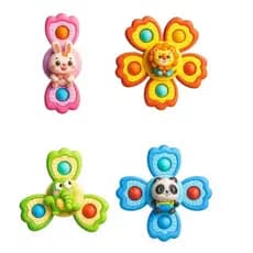 Kit 3 e 4 Spinners Brinquedo Bebê Com Ventosa  Roda Diversão Sensorial Educativo