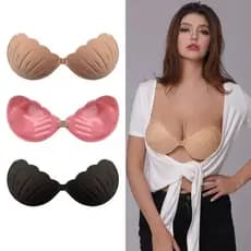 Sutiã Adesivo Sem Costura com Efeito Lifting – Modelo Concha Push Up para Decote Perfeito linda vida