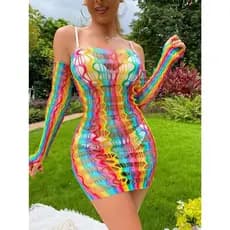 Vestido Arrastão Multicolor 🌈 Saída de Praia Carnaval LindaVida